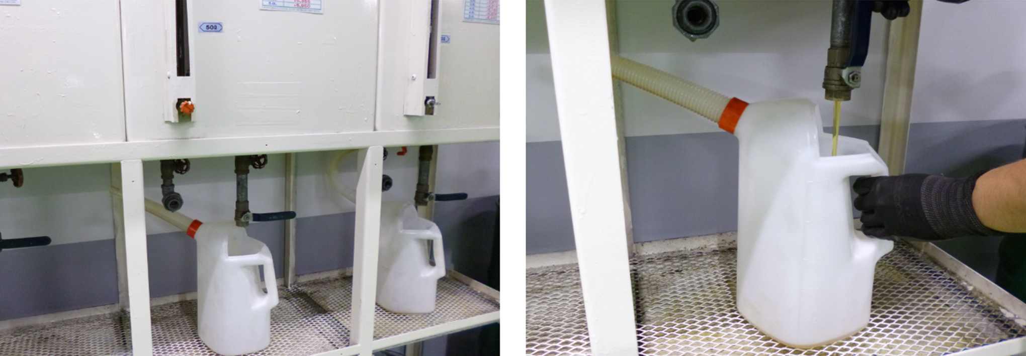 写真:オイル交換量り売りシステム