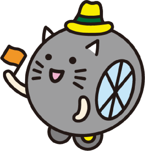 旗を振るハットにゃん